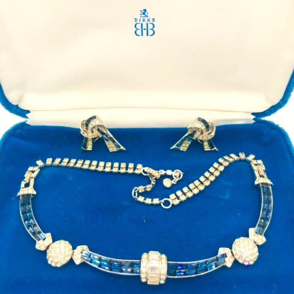 Rare Marcel Boucher Pavé Hemisphere or Pom Pom Necklace and Earrings Set